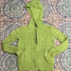 Ralph Lauren Sport Cable Knit Green Zip Hoodie